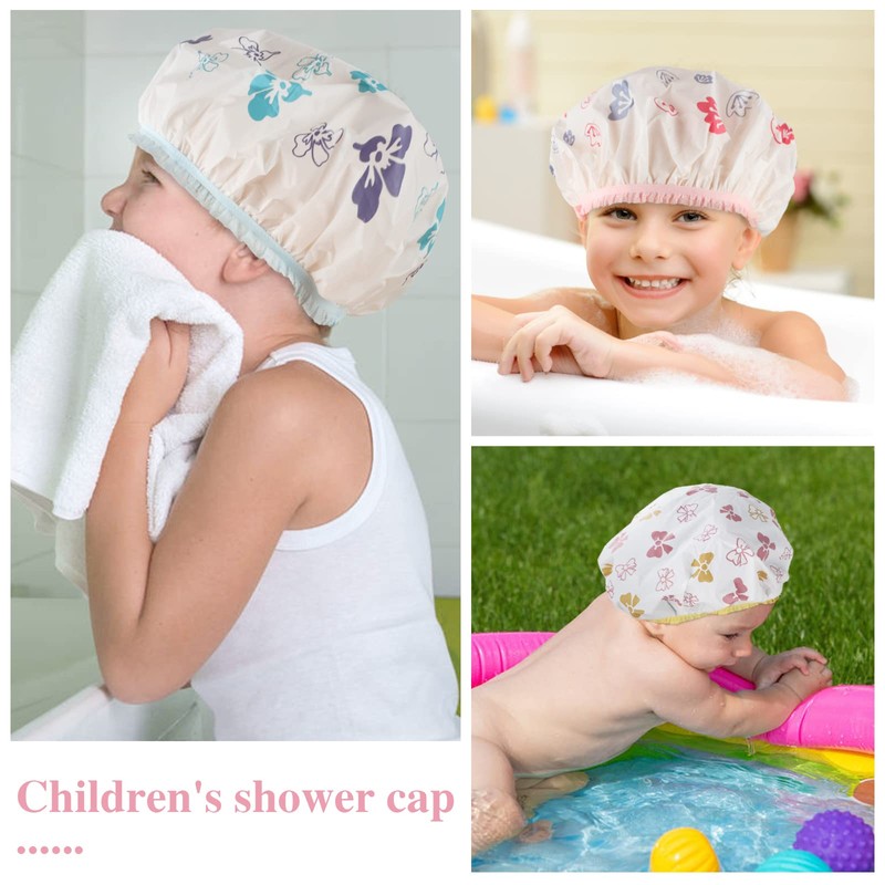 Waterproof Shower Caps, 3 Pcs Plastic Reusable Shower Caps Elastic