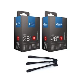 Schwalbe SV17 Bicycle Inner Tubes 40 mm 28 Inches (28/47-622/635) with 3 MSZweirad Tyre Levers Set of 2