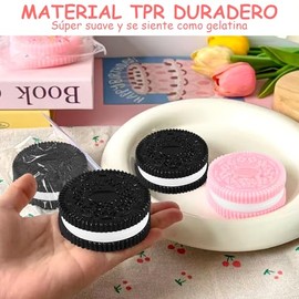 Juguete de Alivio de Estrés, Paquete de 2 Juguete Sensorial para Aliviar el Estrés y Ansiedad, Taba Squishy de Galletas Juguetes Sensorial para Niños y Adultos(Negro y Rosa)