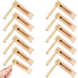12 Pieces Wooden Ratchet Noise Maker, Traditional Mexican Rattle Ratchet Instrument Toy for Sporting Events Party Favor and Celebrations Birthday Present Football Games, 6 x 5.5 x 1.4 Inches