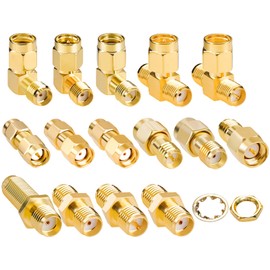 Cleqee SMA Connectors Kit Gold-Plated SMA Adapters Set Male Female RR-SMA Coax Barrel Converter