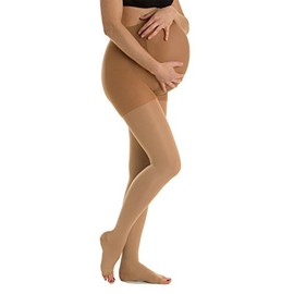 Relaxsan M1090A (Beige 5-XXL) Cotton open-toe medical compression maternity tights - Class 1 (15-21 mmHg)