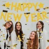 Happy New Year Banner, Glitter Golden Sparkling Star Banner, New
