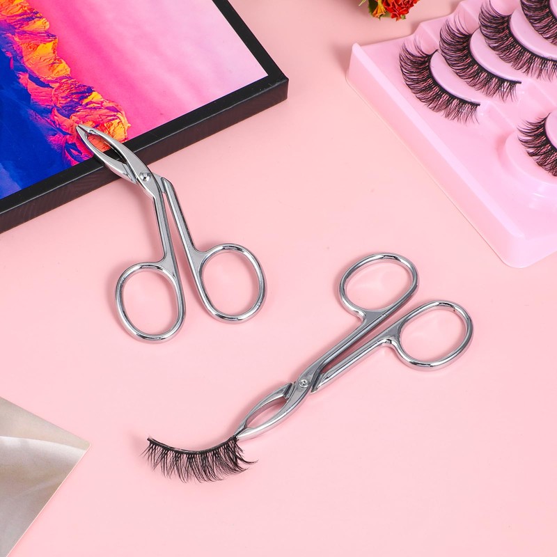 YUXIANLB 2Pcs Tweezers Scissor Handle Straight Tip Scissor Shaped Eyebrows