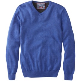 Charles Wilson Men's Fine Knit Cotton V-Neck Jumper (M, Blue (0422))