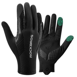 ROCKBROS Cycling Gloves, Bicycle Gloves, Spring, Summer, Autumn, Road Bike Gloves, Smartphone Compatible, Shock Absorption, Abrasion Resistant, Breathable, Anti-Slip, UV Protection, Full Finger,