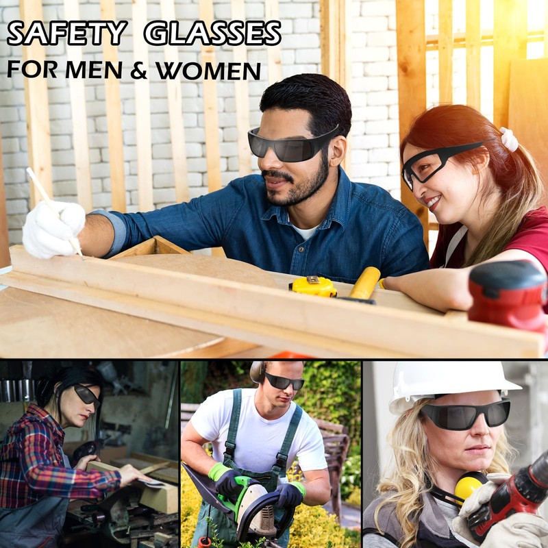 OXG 12 Pairs Grey Safety Glasses for Men and Women,