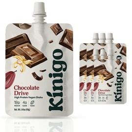 kinigo vegan high protein powder for meal replacement shake with Korean drinks flavor misugaru, matcha, and chocolate - great for plant protein shakes, breakfast drink (Chocolate Drive)