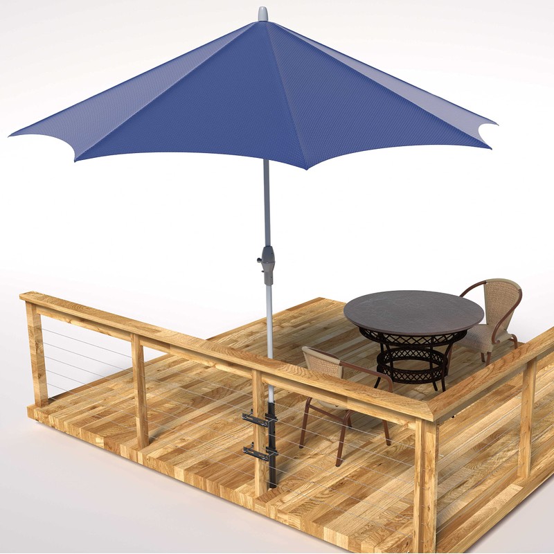 Deck Man Patio Table/Offset Umbrella Railing Holder, Stainless Steel Outdoor
