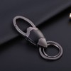 AIXUAN Zinc Alloy and Black Leather Keychain, 2 Keys Rings,Comes