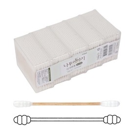 Square Case Spiral Cotton Swabs, 200 Count, 5-Pack Set Double-Sided