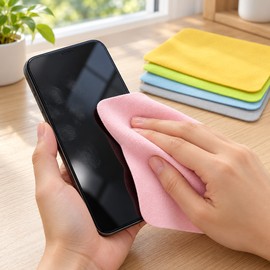 2 Packs of 5 Microfiber Cleaning Cloths for Eyeglasses, Lenses, Phones and Screens, 145 x 175 mm, 10 Cloths Total