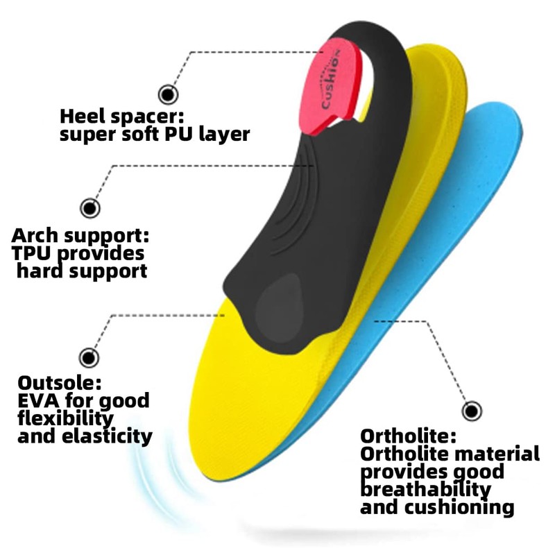 VALSOLE Heavy Duty 220+lbs Orthotic Inserts for Plantar Fasciitis -