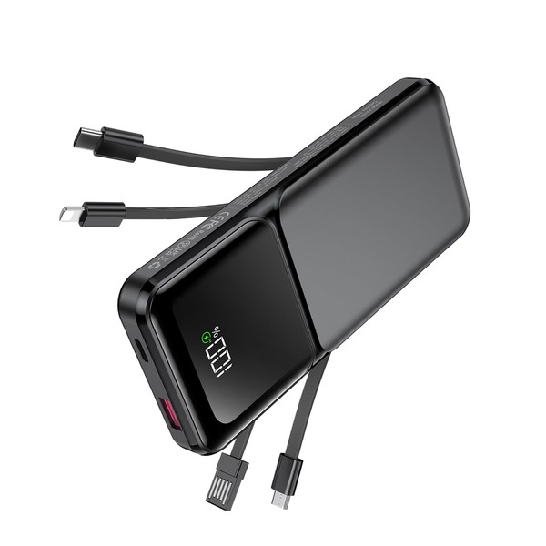 RONEGN 20000mAh Power Bank Built-in Cables Fast Charging Portable Phone
