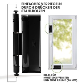 Cal Doublex XL Window Lock Against Burglary, Also for Balcony Door, Patio Door, Burglary Protection, Colour: Black, Suitable for Anthracite Grey