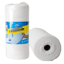Wi-Supply 40 Tear Away Microfiber Roll Towels 12 x 12 - White, Reusable, Washable, Super Absorbent - Rollos de Toallas Microfibra, Microfiber Cleaning Cloth Roll,