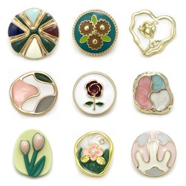 Pack of 9 Gold Retro Vintage Pearl Buttons Heart Crystal Buttons Sewing On Buttons Embellishments Round Faux Pearl Buttons Faux Pearl Rhinestone Buttons For DIY Crafts Jewellery Making Wedding