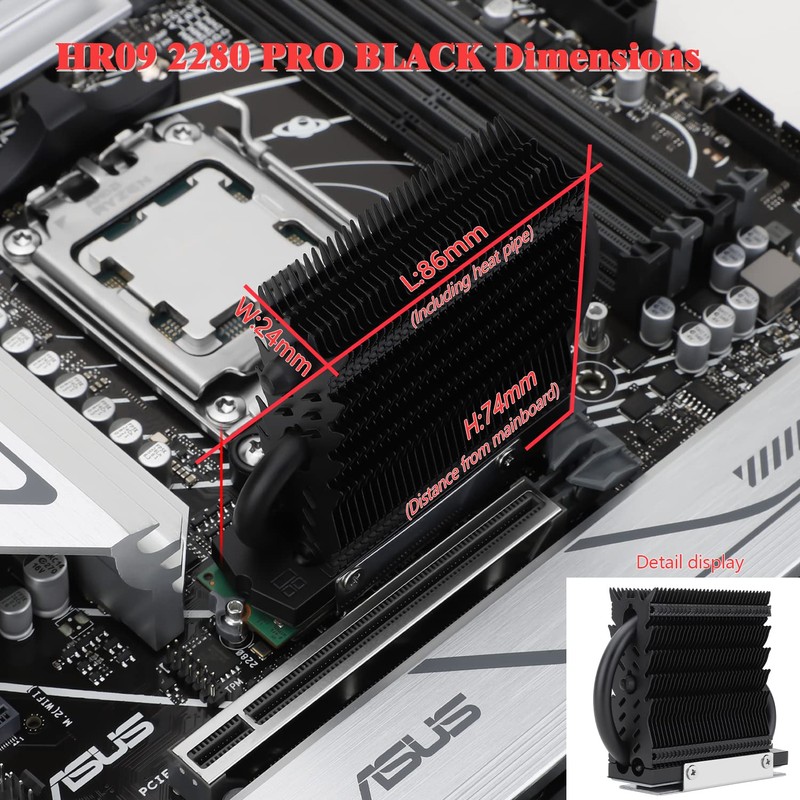 Thermalright HR-09 2280 PRO Black 2280 SSD heatsink, Double-Sided Heat