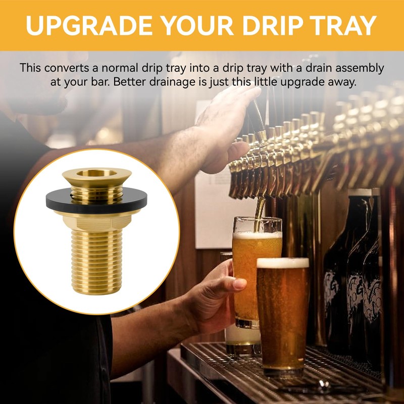 Drip Tray Drain Assembly, 2" Brass Drain Fitting with 1/2"
