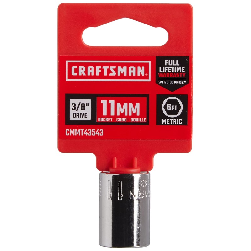 CRAFTSMAN Shallow Socket, Metric, 3/8-Inch Drive, 11mm, 6-Point (CMMT43543)