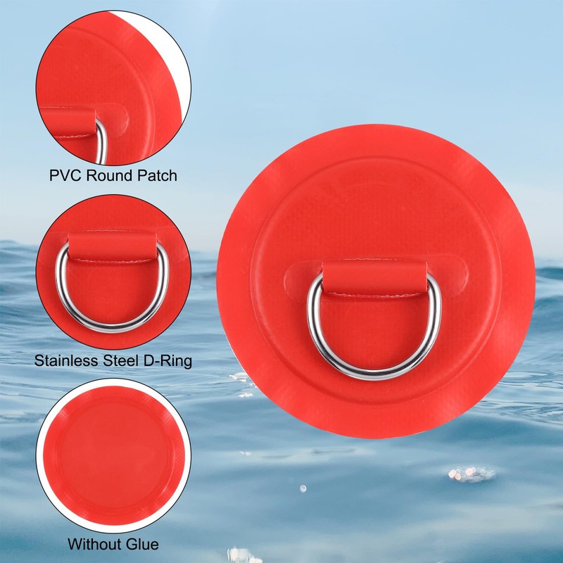 PATIKIL D-Ring Patch, 6 Pcs Stainless Steel D-Ring PVC Patch