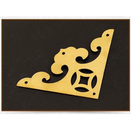 Tiazza 4Pcs Vintage Brass Antique Decorative Box Corner Protector Triangle with Screws,Wooden Jewelry Gift Box Cabinet Chest Accessories Guard Edge Cover Flat Corner Braces(Gold)