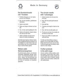 addi Knitting Needle Circular Lace Tip Brass Finish Skacel Blue Cord 40 inch (100cm) Size US 05 (3.75mm)