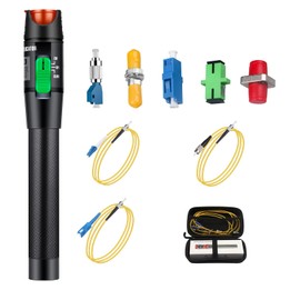 Fiber Optic Cable Troubleshoot Kit, Testing Both Singlemode and Multimode Cables Contain 1PC VFL-30 Visual Fault Locator, FC to LC Adapter,LC, SC, ST, FC Coupler and 3 Short Patch Cords