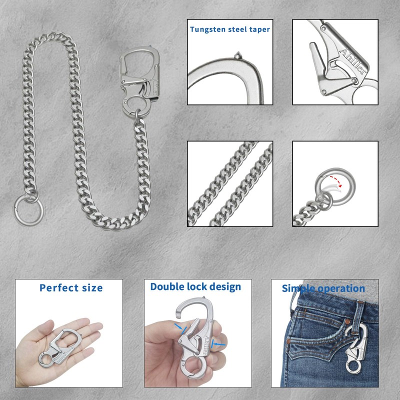 [Ahiller] Men's Wallet Chain, Double Locking Key Chain with Tungsten