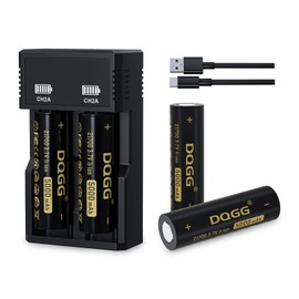 BENKIA 21700 Rechargeable Battery 3.7V 5000mAh Large Capacity Flat Top Batteries for LED Flashlight Headlamp(4 Pack,21700 Battery+Charger)