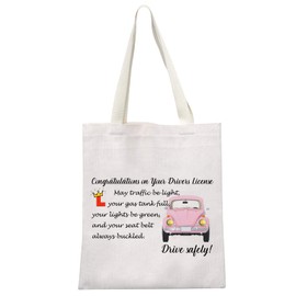 MEIKIUP New Driver Makeup Bag Passing Driving Test Gifts for Women Birthdays Gift for Daughter Driver Travel Bag (Driving Test Tote Bag)