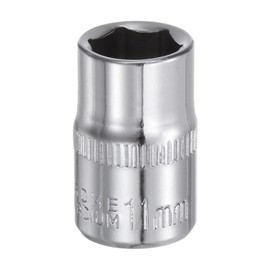 HARFINGTON 6-Point Socket 3/8" Drive 11mm Deep 1.14" Length 45# Steel Metric Square Drive Sockets Polishing Chromed Sockets for Car Repair Mechanical Maintenance Home Use