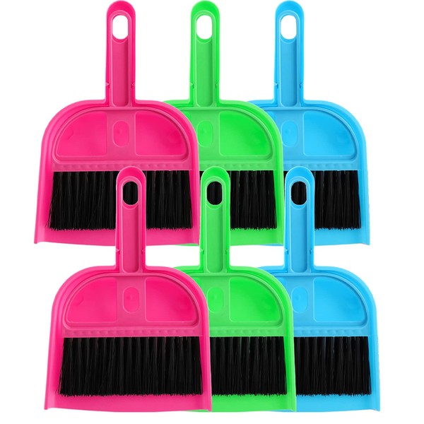 TOPZEA 6 Pack Mini Dust Pan and Brush Set, Mini Hand Broom Dustpan Set for Table, Desk, Countertop, Keyboard, Cat, Dog and Other Pets
