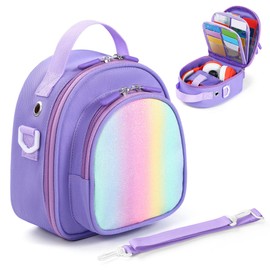 TATAVR Carrying Case Compatible with Yoto Mini, Card Holder Hold Up to 30 Cards, Travel Storage Bag with Adjustable Shoulder Strap for Audio Music Player & Headphone, Bag Only (Purple)