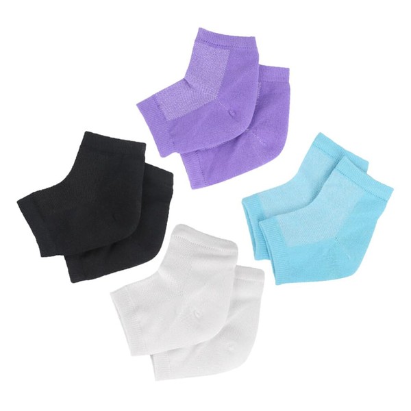 NOLITOY Moisturizing Gel Heel Socks, 4 Pairs Spa Socks Open