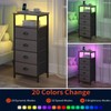 sthmec Nightstand with Charging Station,LED Grey Nightstand with 4 Fabric