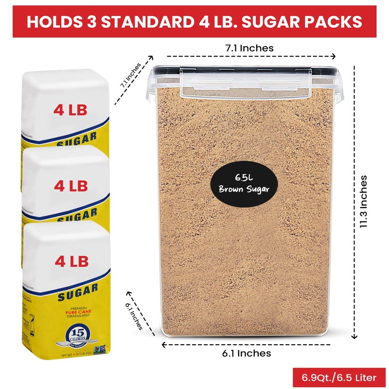 Extra Large Flour and Sugar Storage Containers 6.5L/220 Fl. oz;