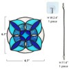 Round Geometric Blue Stained Glass Window Hanging Panel Light Catcher
