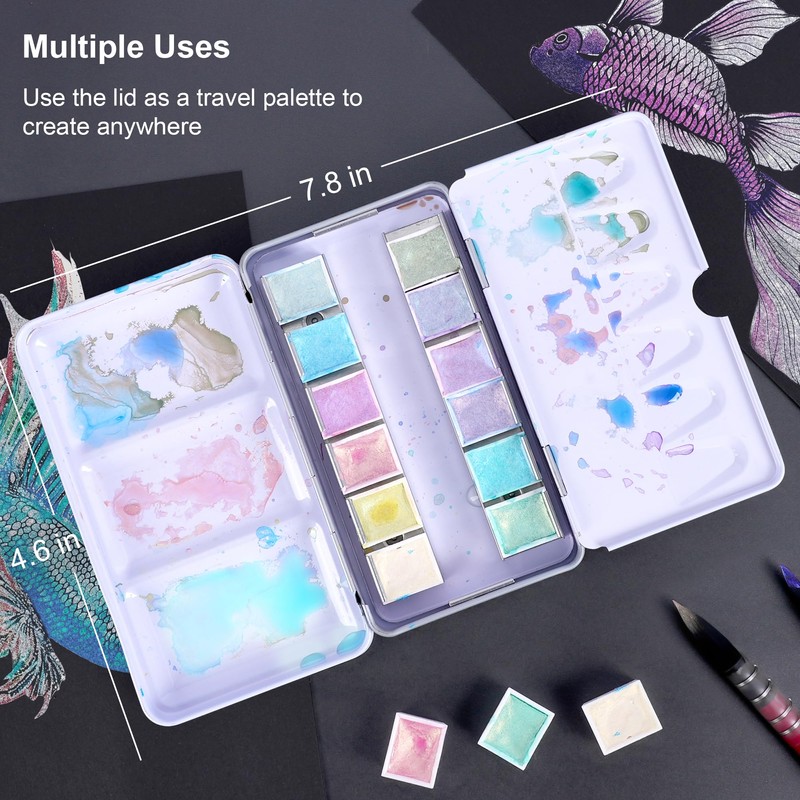 PHOENIX Artist Grade Watercolor Paint Set - 24 Colors Half
