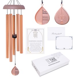THE WIND CHIME CO 28” Wind Chime with Gift Box – Whispering Hearts Collection – Rose Gold