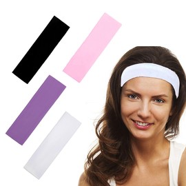 4PCS 5cm Headbands for Women Men, Fashion Stretchy Head Bands for Women's Hair, Soft Fabric Sports Hair Band Headbands for Yoga, Makeup, Outdoor Running (1Pink+1Black+1White+1Purple)