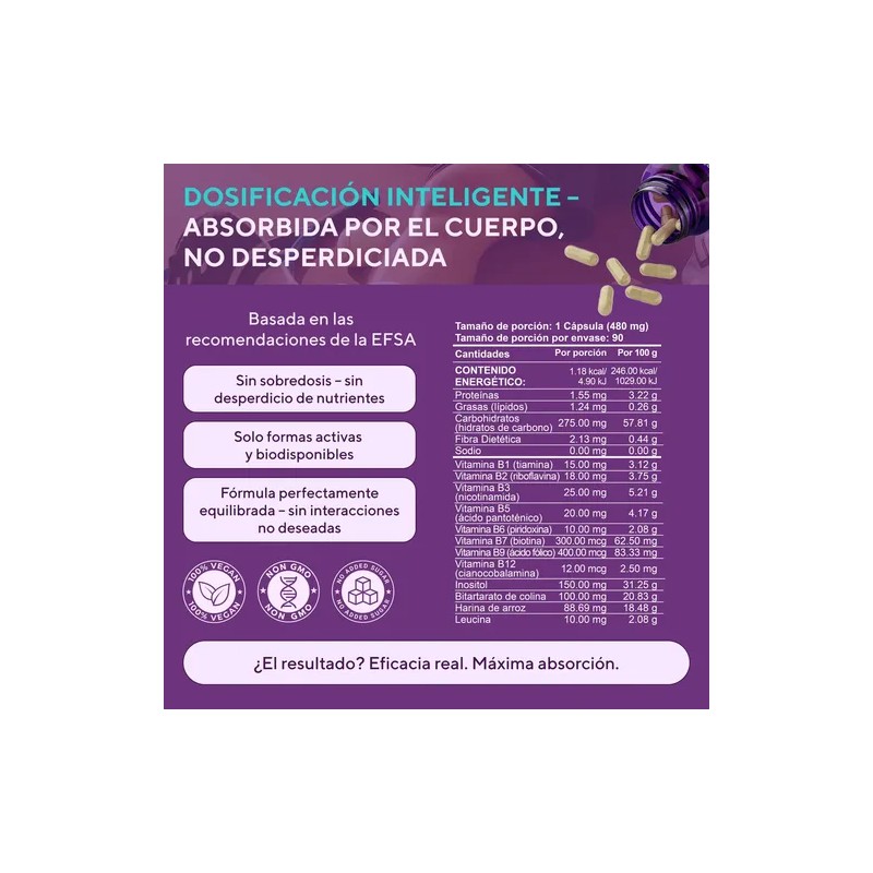 Complejo B Vegano En Cápsulas 90 Cápsulas - Sin Gluten