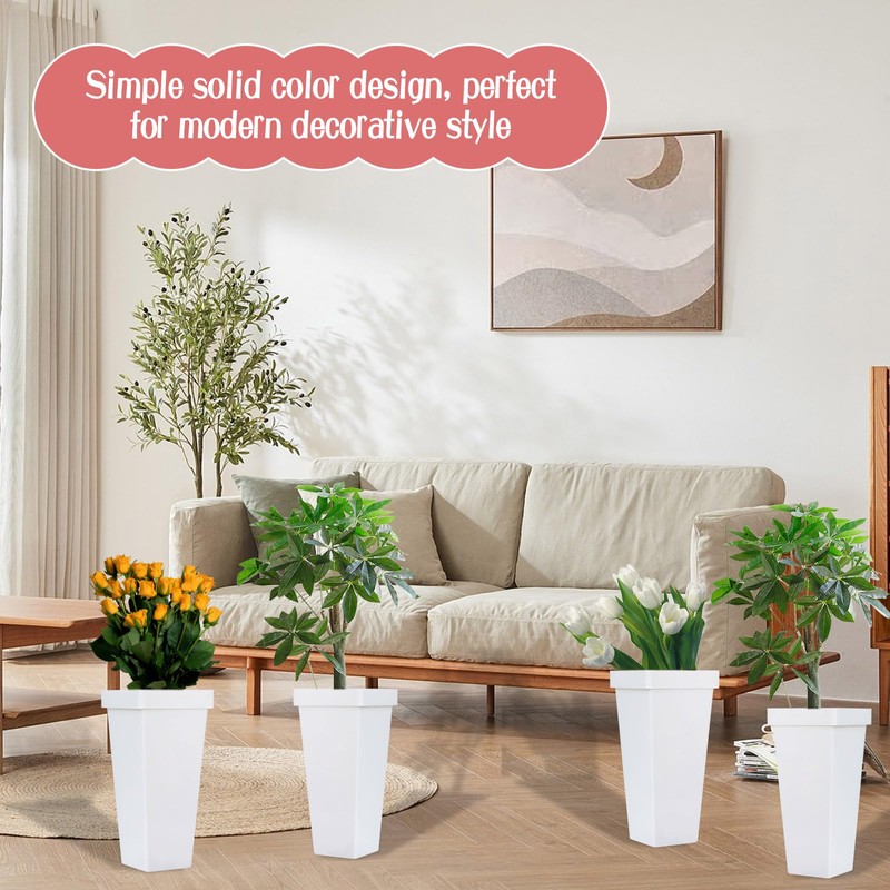 8 Pack Flower Buckets for Cut Flowers 13.4 Inch Plastic