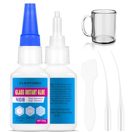 ClenyMagi 2-Pack Fast Curing Glass Glue, Super Glue for Glass with Anti-Clog Cap, Waterproof, Heat-Resistant, Glass Glue Clear Repair Heavy Duty for Acrylic, Crystal, Mirror and More