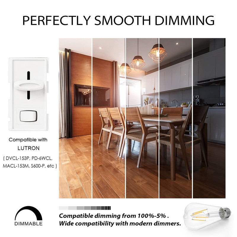 LVWIT ST21 LED Filament Bulb 7W Dimmable 3000K Soft White