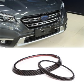 autotrim000 2x Carbon Fiber Front Rear Emblem Badge Logo Trim Fit For Subaru Outback 2022-24