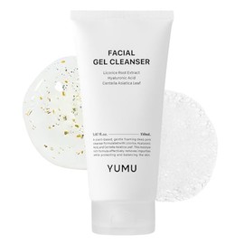 YUMU Limpiador facial de poros profundos de regaliz, para doble limpieza, centella asiática + ceramida NP + glicerina, limpiador de gel hidratante, re