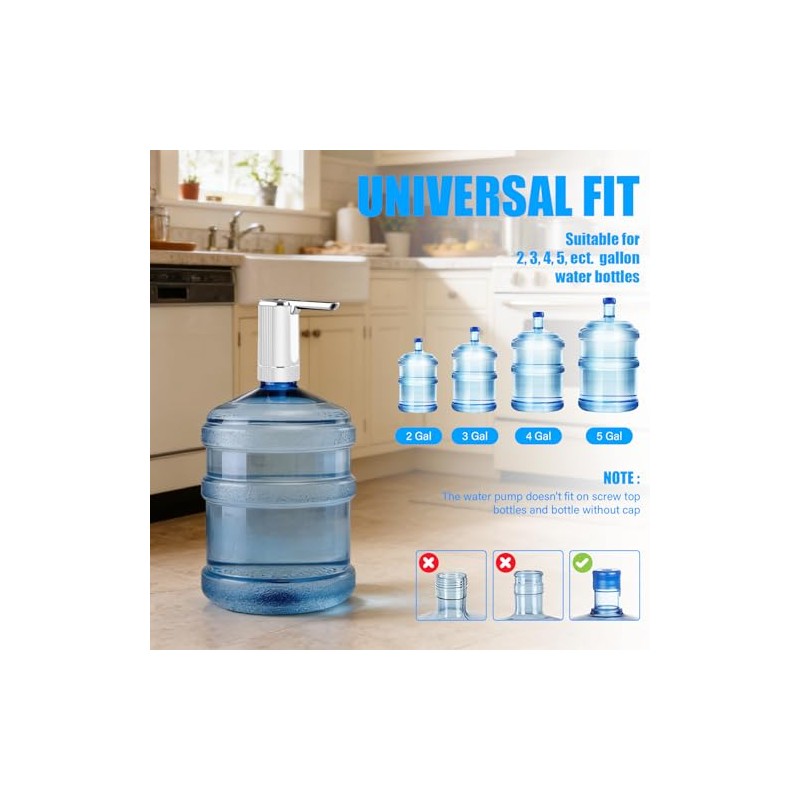Water Dispenser Pump for 5 Gallon Water Bottles, USB Type-C