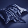 5Pc Silk Bedding Queen Set - Navy Blue Satin Sheets