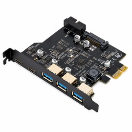 PCIe USB 3.2 Gen1 Card, 2xUSB Type C, 3xUSB Type A, 5Gbps Expansion Card for Desktop PC Expansion, PCI-Express USB Adapter, Compatible with Windows 7-11 & Linux
